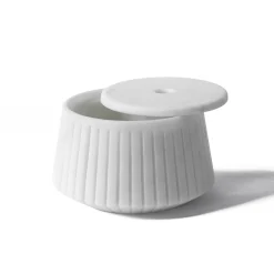 Striped Objects Holder in white Carrara marble