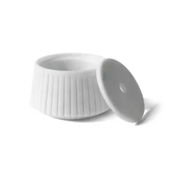 Striped Objects Holder in white Carrara marble