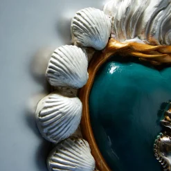 SUMMER CALLING WHITE AND TURQUOISE CERAMIC HEART