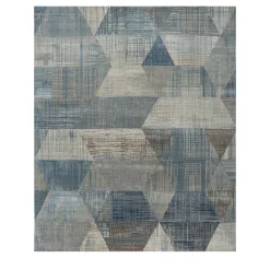 Symmetrical Waves Skyline Blue & Classic Gray Hand Tufted Rug