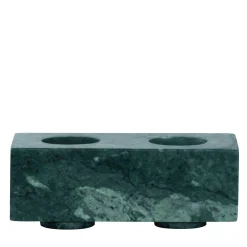 TA Double Squared Green Marble Candle Holder