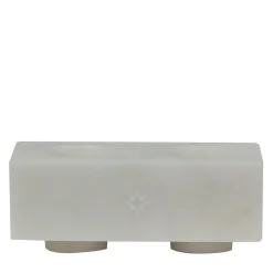 TA Double Squared Paonazzo Marble Candle Holder