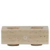 TA Double Squared Travertine Marble Candle Holder