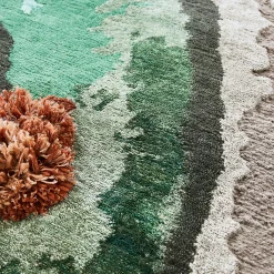 Tactile Green Wool And Bamboo Silk Round Rug