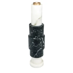 Tall Black and White Marble Candleholder by Jacopo Simonetti