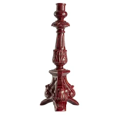 Tall Bordeaux Baroque Ceramic Candle Holder