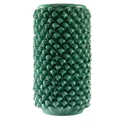 Tall Cylindrical Green Ramine Flower Vase