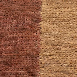 Terracotta & Gold Brown Flat Weave Jute Dhurrie Rug