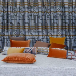 Terracotta Les Intrigues Rectangular Band Velvet Cushion