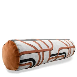 Terracotta Roll Cushion in Les Intrigues Fabric Cushion