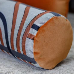 Terracotta Roll Cushion in Les Intrigues Fabric Cushion
