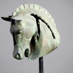 Testa Cavallo Frammento Bronze Sculpture