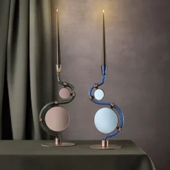 The 4 Bridges over Canal Grande Double-Face Blue Candleholder