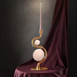 The 4 Bridges over Canal Grande Double-Face Gold Candleholder