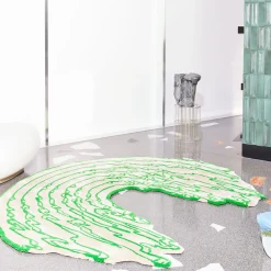 The Floor Is Lava - Deep Mint Line Shaped Rug by PLACéE