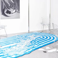 The Floor Is Lava - Eolian Blue Plain Rug by PLACéE