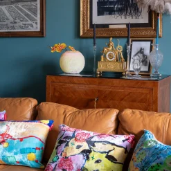 Three Cows Silk Velvet Upholstered Cushion