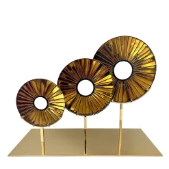 Three Eyes Amber Glass Sculpture