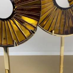 Three Eyes Amber Glass Sculpture