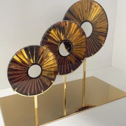 Three Eyes Amber Glass Sculpture