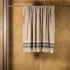 Tormentato Fringed Striped Ecru Blanket