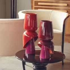 Toulipa Bordeaux Ceramic Vase by Luca Binaglia