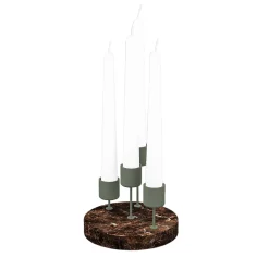 Transitorio 4-Arm Sage Green/Emperador Dark Candleholder
