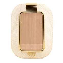 Transparent and Gold Twisted Glass with Glossy Brass Structure Frame