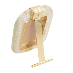 Transparent and Gold Twisted Glass with Glossy Brass Structure Frame