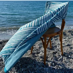 Tratto Bio Teal & White Blanket by Emilio Salvatore Leo