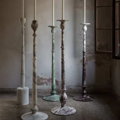 Treasure L Tall Arabescato Marble Candleholder