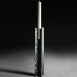 Trinity L Black and Gold Marble Candlestick