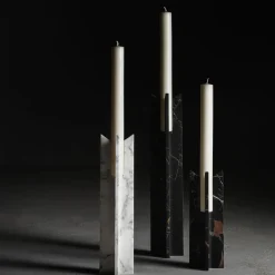 Trinity S Black and Gold Marble Candlestick