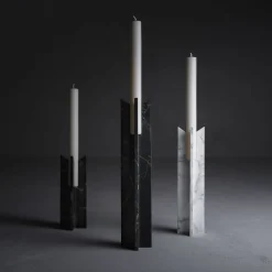 Trinity S Black and Gold Marble Candlestick