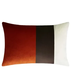 Triple Black White Optical Brick Red Cushion - Left