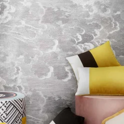 Triple White Black Optical Mustard Cushion - Left