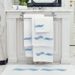 Tuffo White & Assisi Blue Bath Towel