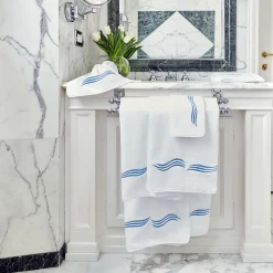 Tuffo White & Assisi Blue Bath Towel