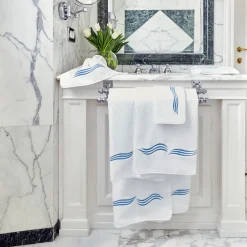 Tuffo White & Assisi Blue Bath Towel