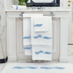 Tuffo White & Assisi Blue Bath Mat