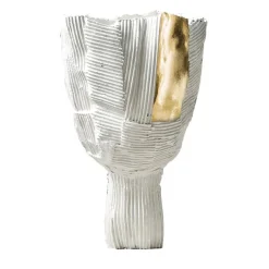 Tulipano Cartoccio White Bowl with Gold Insert