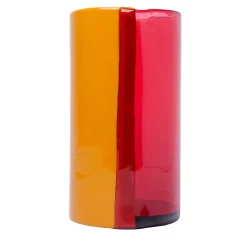 Two Lines Fuchsia and Orange Large Vase by Enzo Mari
