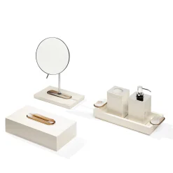 Veletta Ivory Lacquered Wood Magnifying Mirror