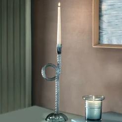 Venetian Light Blue Knot Murano Glass Candle Holder