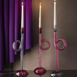 Venetian Pink Knot Murano Glass Candle Holder #2