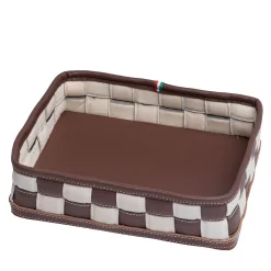 Ventotene Knotted Brown & Cream Faux-Leather Vide-Poche