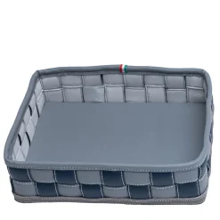 Ventotene Small Knotted Gray & Blue Faux-Leather Vide-Poche