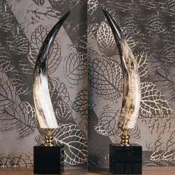 Vertical Horn with 24K Gold Brass Base Sculpture
