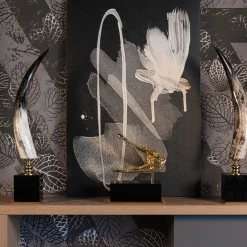 Vertical Horn with 24K Gold Brass Base Sculpture