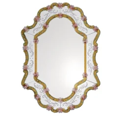 Vetrai Amber/Pink Murano Glass Mirror